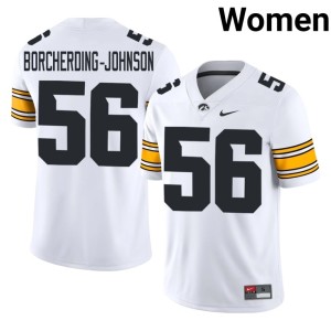 White Maddux Borcherding-Johnson #56 Women's IOWA Hawkeyes College Football Replica Jersey 470517-342