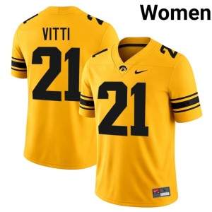 Gold College Football #21 Hawkeyes Women's High School Marcello Vitti Jerseys 742977-303