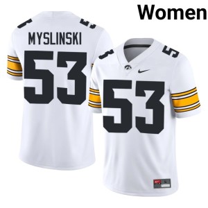 White #53 Iowa Women's College Football Replica Michael Myslinski Jersey 679628-859