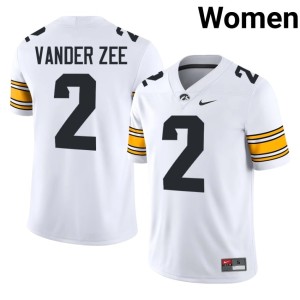 White Womens College Football University #2 UIowa Reece Vander Zee Jersey 689765-336