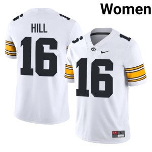White Iowa Ronnie Hill College Football High School Women #16 Jerseys 881002-894