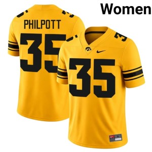 Gold #35 Tanner Philpott University of Iowa Womens College Football University Jersey 359529-210
