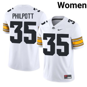White #35 Tanner Philpott College Football High School Womens Iowa Hawkeyes Jersey 263447-904