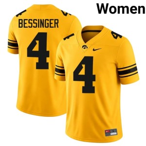 Gold Women's Tradon Bessinger Stitched #4 College Football Hawkeyes Jerseys 535623-224