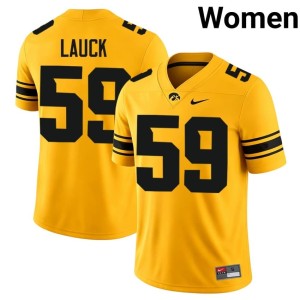 Gold Women's #59 Trevor Lauck Iowa Hawkeyes College Football High School Jersey 751748-159