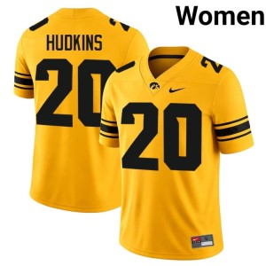 Gold IOWA College Football Embroidery Women #20 Ty Hudkins Jerseys 641529-428