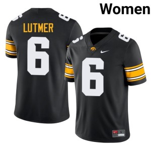 Black UIowa #6 Women's Stitched College Football Zach Lutmer Jerseys 371763-811