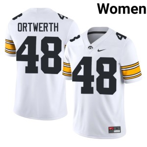 White Embroidery Womens #48 Zach Ortwerth Iowa Hawkeyes College Football Jerseys 820777-318