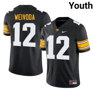 Black Youth Billy Weivoda High School #12 Iowa College Football Jerseys 893073-379