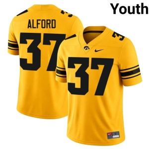 Gold Brayton Alford 2026 University of Iowa #37 College Football Youth Jersey 199752-133