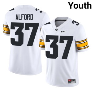 White Youth College Football Iowa #37 Brayton Alford Player Jersey 281940-990
