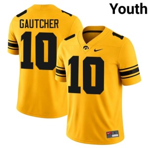 Gold #10 Burke Gautcher Youth UIowa College Football Alumni Jerseys 712696-339