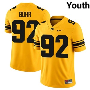 Gold University Iowa Caden Buhr #92 College Football Youth Jersey 990390-787