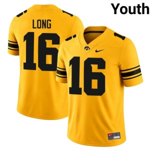 Gold Official Chuck Long Iowa #16 College Football Youth Jersey 756287-309