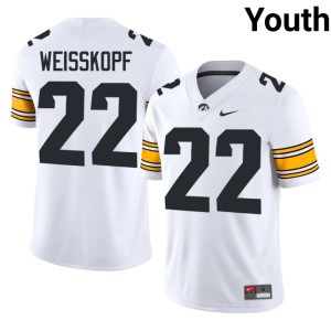 White Youth University Derek Weisskopf #22 Iowa College Football Jerseys 401517-162