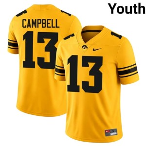 Gold Youth College Football #13 Drew Campbell IOWA Replica Jerseys 789103-167