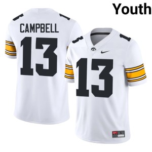 White 2026-27 University of Iowa Drew Campbell College Football #13 Youth Jerseys 386575-990