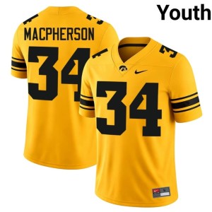 Gold #34 Youth Drew MacPherson Iowa Hawkeyes 2026-27 College Football Jersey 370715-927