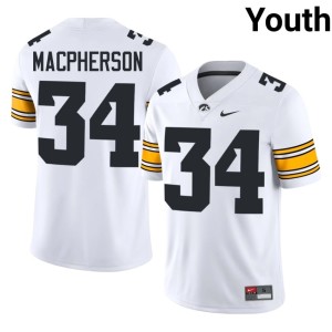 White University of Iowa Drew MacPherson Official College Football #34 Youth Jerseys 808511-872