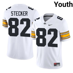 White Limited #82 Dylan Stecker College Football University of Iowa Youth Jerseys 325618-270
