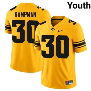 Gold University of Iowa Youth Embroidery College Football #30 Eli Kampman Jerseys 442473-460