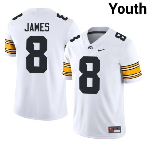 White 2026 Evan James #8 College Football University of Iowa Youth Jersey 955422-982