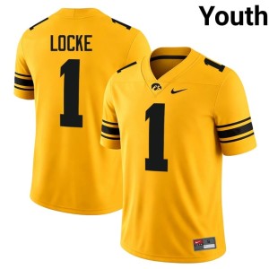 Gold Youth #1 UIowa Gordon Locke College Football Embroidery Jersey 139264-736