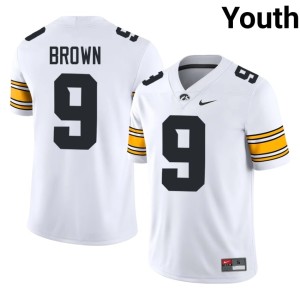 White Hank Brown College Football Youth NCAA #9 IOWA Hawkeyes Jersey 190219-235