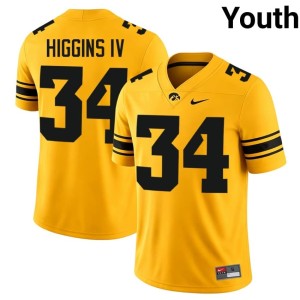 Gold Hawkeyes Jay Higgins IV #34 2026 College Football Youth Jersey 898909-204