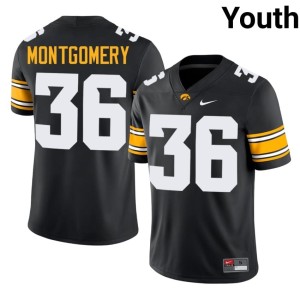 Black NCAA Iowa Hawkeyes Jayden Montgomery College Football #36 Youth Jersey 528926-460