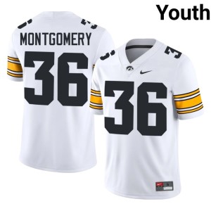 White Jayden Montgomery IOWA Hawkeyes College Football Youth Embroidery #36 Jerseys 109799-665