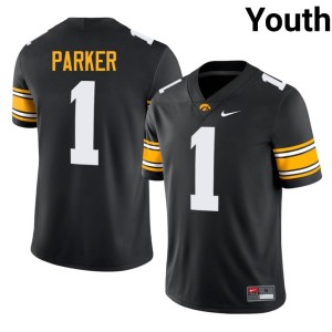Black Youth #1 College Football KJ Parker Stitched Iowa Hawkeyes Jerseys 623223-430