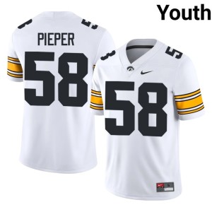 White Kade Pieper Youth College Football Stitched Hawks #58 Jerseys 520017-290