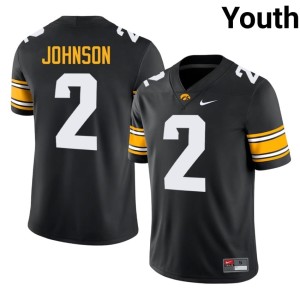 Black Embroidery Kaleb Johnson College Football #2 University of Iowa Youth Jerseys 107352-106