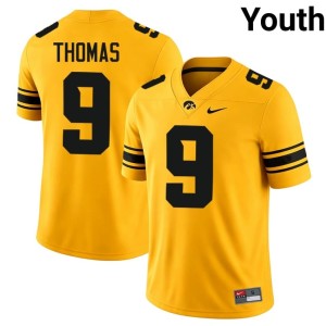 Gold Alumni Kasen Thomas University of Iowa College Football #9 Youth Jersey 879767-337