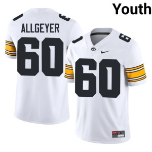 White High School Youth #60 IOWA Hawkeyes College Football Lucas Allgeyer Jersey 653563-933