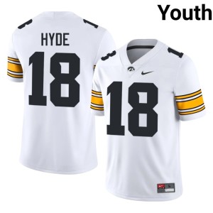 White Micah Hyde Youth College Football IOWA Hawkeyes Embroidery #18 Jerseys 743198-105