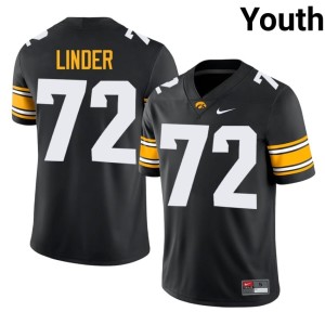 Black Limited Youth College Football Iowa #72 Owen Linder Jerseys 445729-880