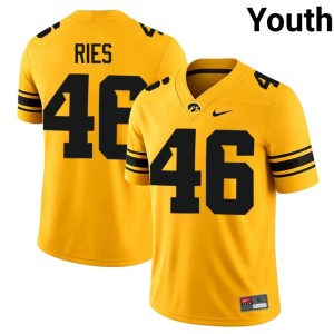 Gold High School Youth UIowa #46 Preston Ries College Football Jersey 865168-631
