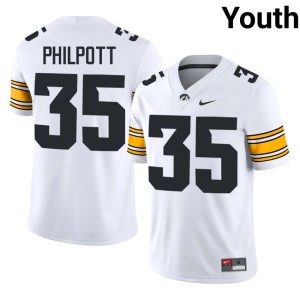White Embroidery College Football Youth Tanner Philpott Iowa Hawkeyes #35 Jerseys 683066-616