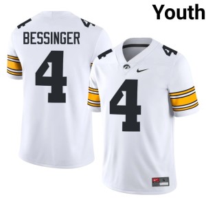 White Official Youth College Football #4 Tradon Bessinger IOWA Jerseys 557279-651
