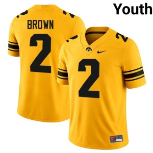 Gold Youth College Football IOWA Tyler Brown Embroidery #2 Jerseys 842554-967