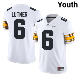 White IOWA Hawkeyes Youth Embroidery Zach Lutmer #6 College Football Jerseys 189250-118
