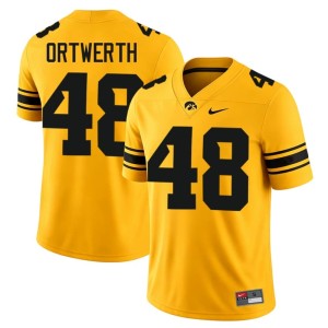 Gold Zach Ortwerth Men Iowa Hawkeyes Embroidery #48 College Football Jersey 441903-528